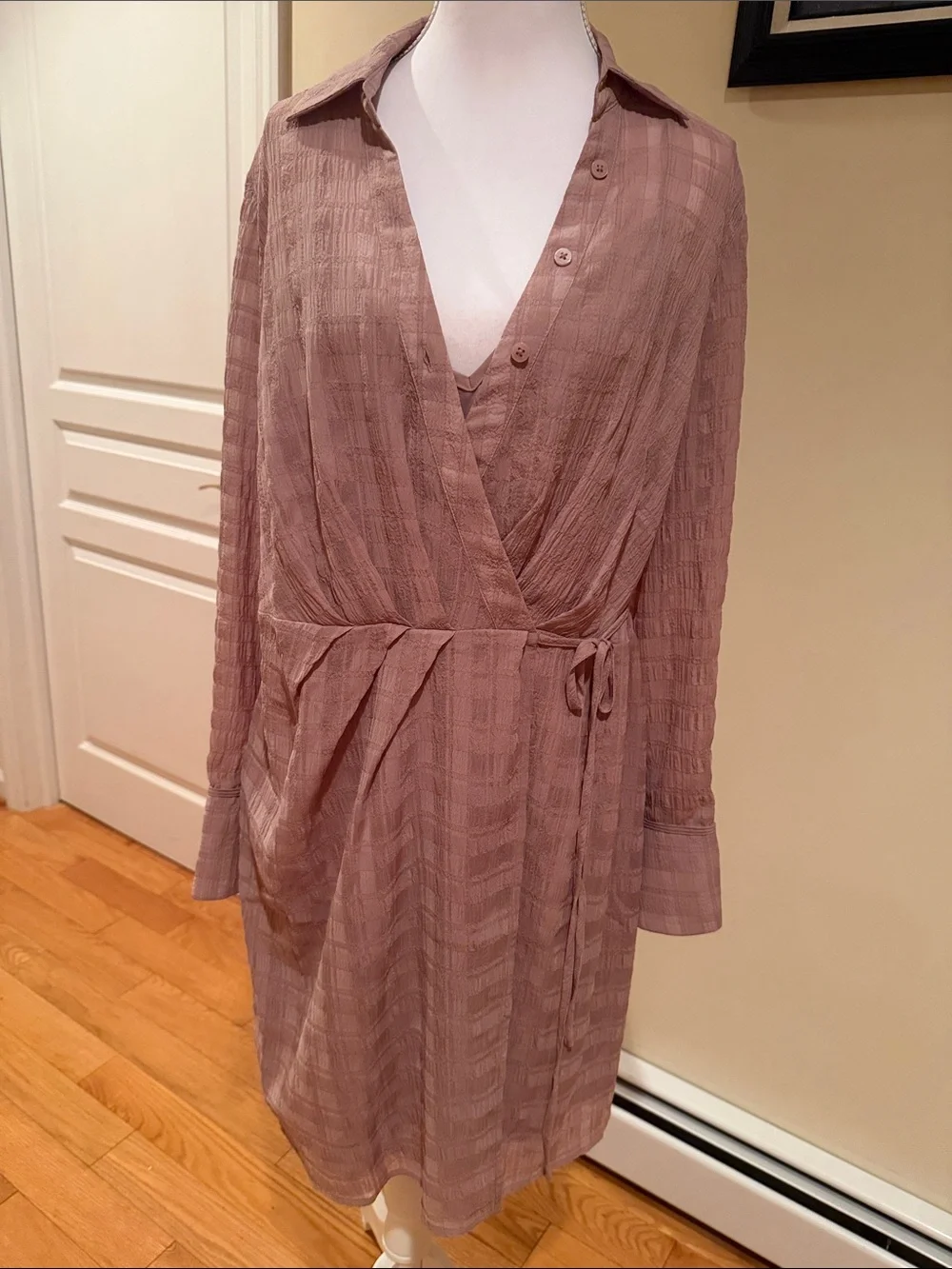 White House Black Market Dusty Mauve Wrap 2 piece dress